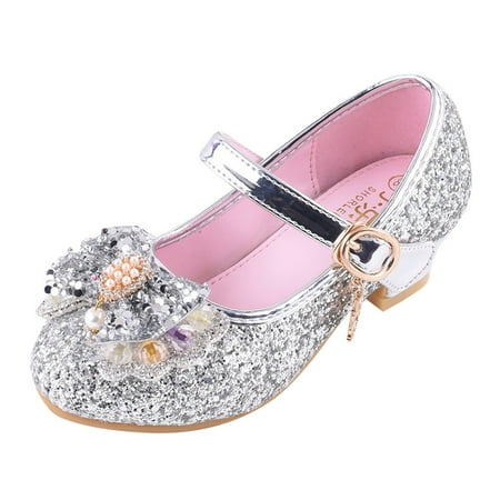 

MIUBAGIAL Kids Baby Girls Pearl Bling Bowknot Single Princess Shoes Sandals