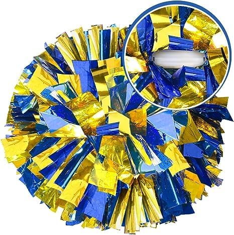 Metallic Cheerleading Pom Poms, 6Pcs Cheerleaders Cheer Pom Poms with Baton Handle, Cheering Squad Hand Flower