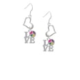 thumbnail image 2 of Delight Jewelry Silvertone Love with Multicolored Peace Sign Open Heart French Earrings, 2 of 4