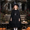 thumbnail image 2 of Enjoytime Girls Halloween Costumes Witch Dress Lace Up Witch Dresses with Cape Hat Belt Vintage Party Witch Outfit, 2 of 8