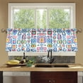 thumbnail image 4 of Yayeee Kitchen Curtains Tier Set of 2 Light Filtering 57"x36" Over Sink Window Panels, Blue Retro Pattern, 4 of 7