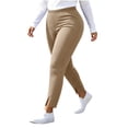 thumbnail image 4 of BRELIL Women's Plus Size High Waisted Stretch Ankle Pants Casual Solid Leggings Trousers Loose Fit Comfortable Yoga Lounge Pants Fall Winter Outfits, Khaki XL, 4 of 9