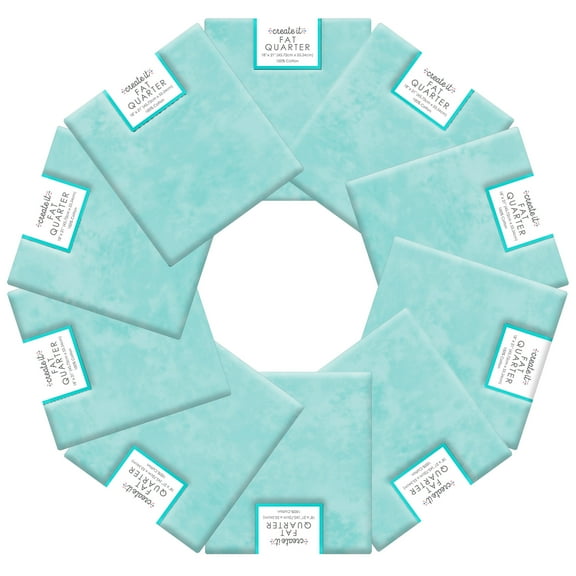 Create It 18"x21" 100% Cotton Textured Precut Sewing & Craft Fabric, Aqua 10 Pieces