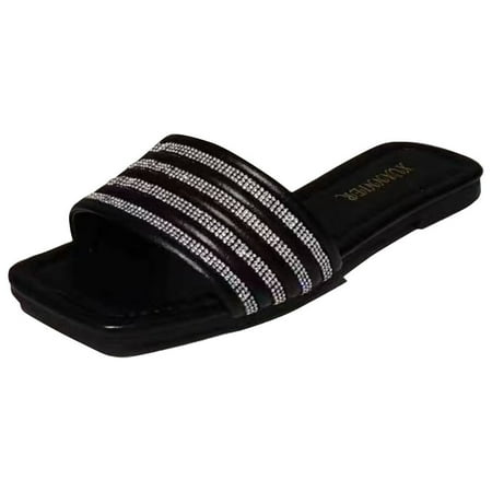

YanHoo Slide Sandals Women Girls Dresssy Low Wedge Sandal Cute Summer Slip On Flat Sandals Bohemian Beach Open Toe Slippers Shoes