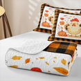 thumbnail image 4 of Erosebridal Cute Thanksgiving Turkey Quilt King, Hippie Autumn Leaves Pumpkin King Coverlet Set for Boys Girls, Orange Cream Black, 3pcs 1 Bedspread and 2 Pillowcases, 4 of 7