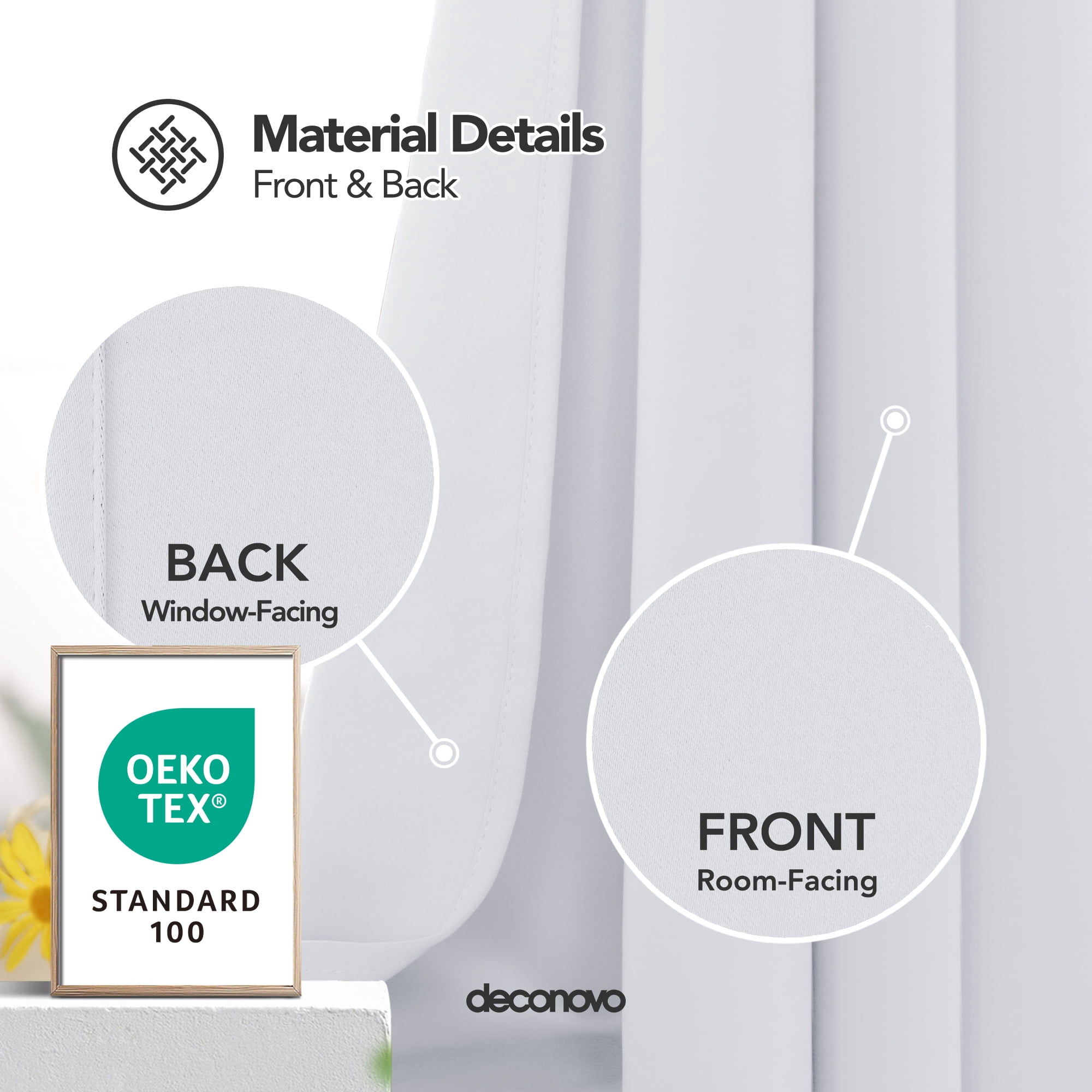 Deconovo Grommet Blackout Curtains Set of 2 - Thermal Insulated Energy Efficient Window Curtains for Nursery Room (52x54 inch, Grayish White, 2 Panels)