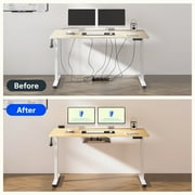 FitStand 48x24 Adjustable Standing Desk, One-Piece Desktop Ergonomic Sit Stand Desk with 176lbs Load, 4 Memory Height Settings, 2 Hooks for Home Office, Light Brown