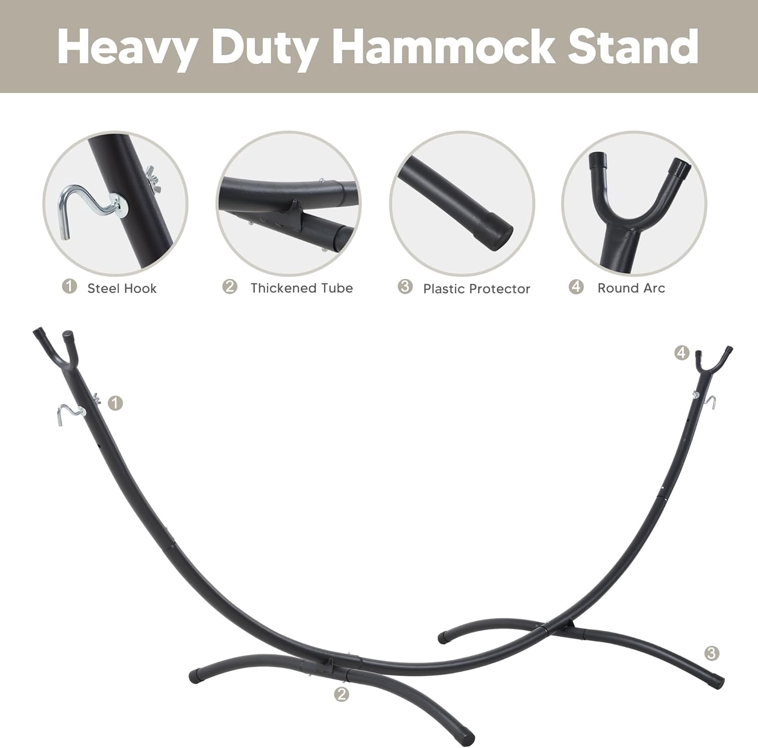 SUNCREAT Portable Outdoor Hammock with Stand Included, Double Hammock with Tassel for Outside, Beige