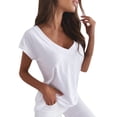 thumbnail image 3 of MPWEGNP White T Shirts for Women T Shirts V Neck Loose Fitting Summer Tops Short Sleeve, 3 of 8