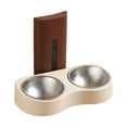 thumbnail image 2 of menolana Double Feeding Bowl, Wall Mounted Water Bowl, Space Saving, Accessories,Cats Food Feeder,Feeding Station for Balcony,Dog,Home , Brown and Beige, 2 of 8