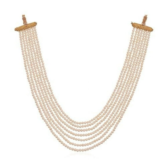 RATNAVALI JEWELS White 8mm Pearl Beads Stone Seven Layer Multi Strand Fashion Necklace Women