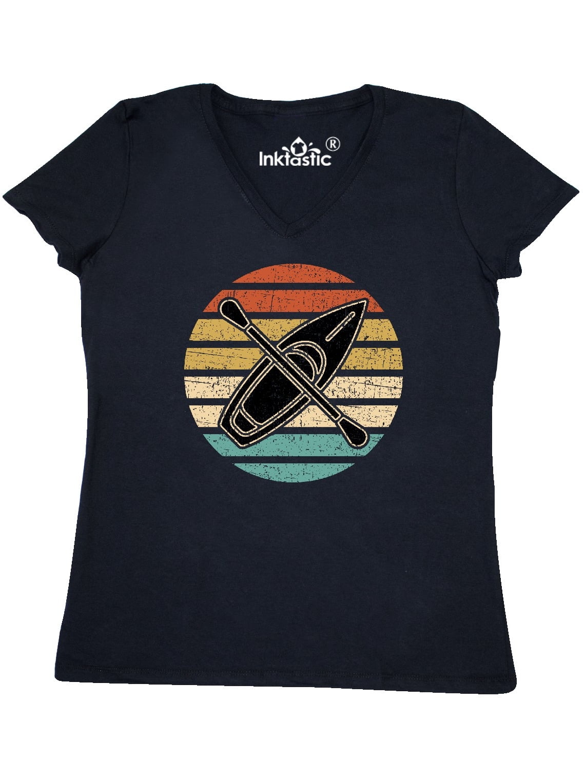 INKtastic Kayaking Gift Retro Kayak Boating Women's VNeck TShirt