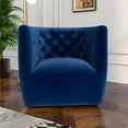 thumbnail image 6 of Pemberly Row Contemporary Velvet Tufted Back Swivel Chair in Navy Blue, 6 of 7
