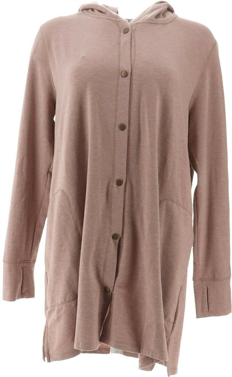 cuddl duds comfortwear snap front hooded cardigan