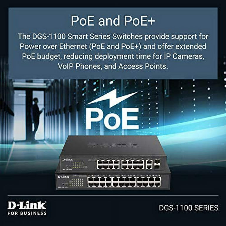 D-Link Ethernet PoE Switch, 8 Port Smart Managed w/ 64W PoE Budget
