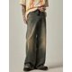 thumbnail image 2 of Pantalones vaqueros azules Vintage para hombre, ropa de primavera y otoño, Pantalones rectos Y2K, pantalones sueltos con bolsillos y botones, nuevos agujeros, A030, 2 of 6