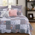 thumbnail image 4 of Benjara Microfiber Quilt and 1 Pillow Sham Set with Floral Prints, Multicolor, 4 of 4