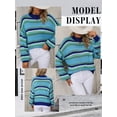 thumbnail image 7 of Xuanfei Women Striped Colorblock Spliced Crew Neck Long Sleeve Knit Sweater, 7 of 7