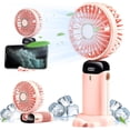 thumbnail image 1 of Ventilador de mano recargable WEIHJMXG 5 velocidades batería pantalla LED rosa Sakura, 1 of 5