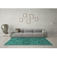 thumbnail image 3 of Ahgly Company Machine Washable Indoor Rectangle Abstract Turquoise Blue Modern Area Rugs, 2' x 5', 3 of 4