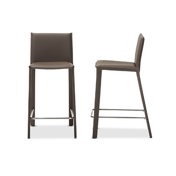 Baxton Studio Crawford Modern and Contemporary Taupe Leather Upholstered Counter Height Stool (Set of 2)