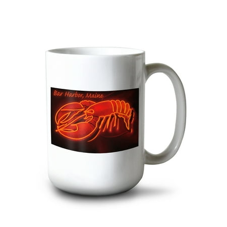 

15 fl oz Ceramic Mug Bar Harbor Maine Lobster Neon Dishwasher & Microwave Safe