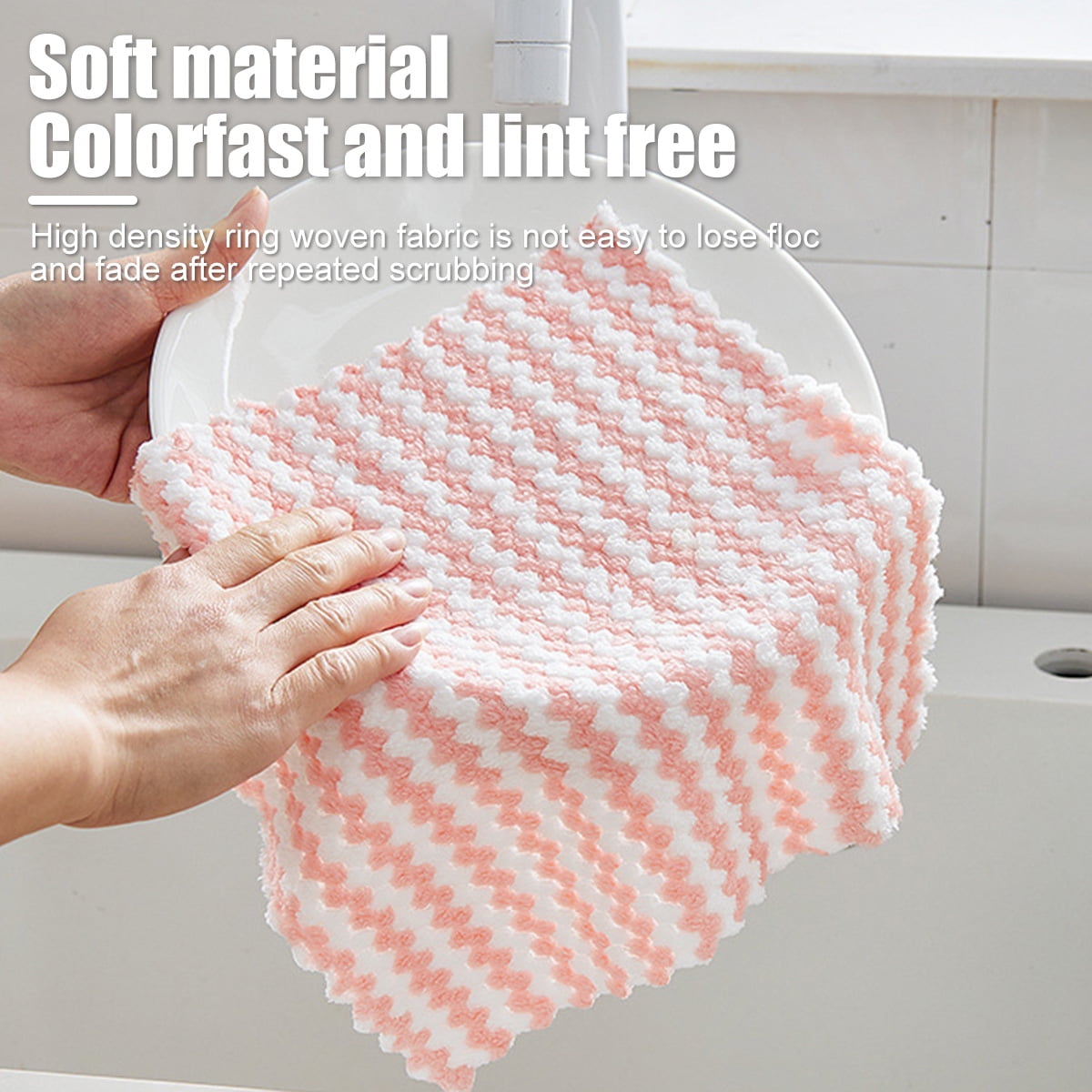 5pcs Kitchen Dish Cloths Soft Absorbent Dish Rag Reusable Dish Towels Household Washable Cleaning Cloth Housework Clean Towel Kitchen Cleaning