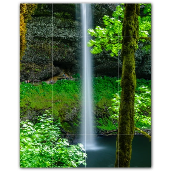 Picture-Tiles.com: Waterfalls Ceramic Tile Wall Mural WAL501101-45L. 32"W x 40"H using (20) 8" x 8" Ceramic Tiles-Satin Finish