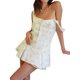 thumbnail image 2 of Mujer Ruffle de una sola pieza Mini Vestido con Floral sin mangas Botón Corto, 2 of 5