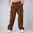 thumbnail image 6 of Cargo Sweatpants for Women 2026 Fall Winter Elastic High Waist Wide Straight Leg Casual Loose Sweat Pants with Pockets, 6 of 9