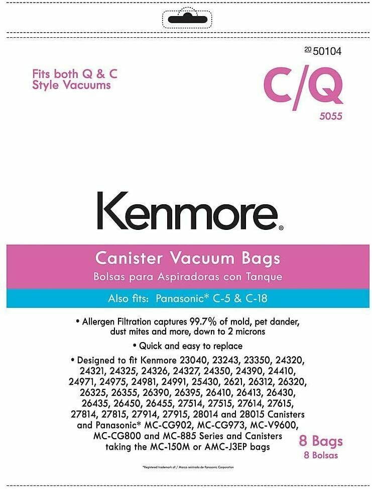Details about   Kenmore Canister Type C Micro Filtration Vacuum Bags 5055, 50557 & 50588 