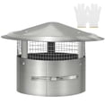 thumbnail image 1 of Bootuu 10 Inch Round Chimney Cap, 10 Inch Tapered Top Chimney Cap with Screen, 10 Inch Chimney Cap with Fastening Device with Screen, Stovepipe Finial, Stainless Steel, 1 of 6