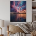 thumbnail image 2 of Designart "Blue Pink Sskyline Euphony I" Nautical & Beach Print on Natural Pine Wood, 2 of 5