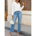 thumbnail image 3 of Womens Long Sleeve T-Shirts Casual V Neck Loose Fit Shirts 2025 Fall Lightweight Basic Tees, 3 of 6
