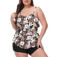 thumbnail image 1 of Traje de Baño de Cintura Alta para las Mujeres de Gran Tamaño sin Espalda Conservador Tankini Set, Traje de Baño de Bloqueo de Color de Nylon con Correas Ajustables para Piscina, Playa Y Verano, 1 of 4
