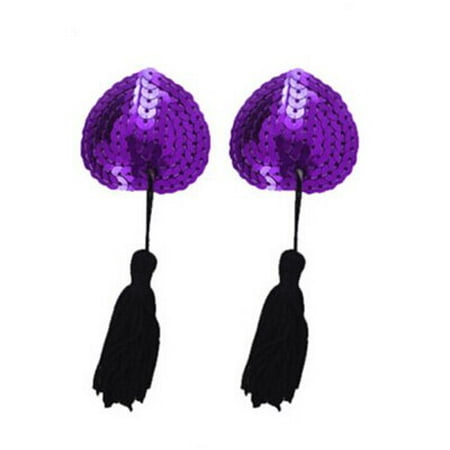 

QWZNDZGR 1Pair Sexy Women Lingerie Heart Shape Sequin Tassel Nipple Breast Bra Nipple Cover Stickers Pasties Pasties Stickers
