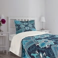 thumbnail image 3 of Ambesonne Persian Quilted Bedspread Set 2 Pcs, Eastern Moroccan Design, Twin Size, Indigo Sky Blue, 3 of 5