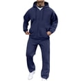thumbnail image 2 of CIAKGIAF Mens Hoodies Solid Hoodie Tracksuit Long Sleeve Hooded Top Elastic Waist Jogger Pants 2 Piece Casual Sports Set, 2 of 5