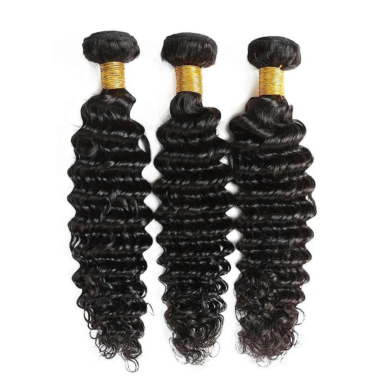 Deep Wave Bundles Human Hair 22 24 26 Inch Brazilian 100% Unprocessed Virgin Human Hair Double Weft Deep Curly Weave Natural Black
