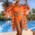 thumbnail image 1 of Conjunto De Bikinis 3pcs / set Trajes de baño Casual Rayas Damas Bikini Conjunto Ropa de playa (Naranja M) Cgtredaw Para estrenar, 1 of 1