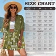 thumbnail image 7 of Xoenoiee Green Daisy Flower Print Women's 2 Piece Outfits Kimono Cover Ups Half Sleeve Blouse and High Waist Shorts Set Summer Beachwear Cruise Outfits, Size M, 7 of 7