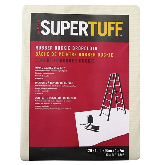 4-Pack of 12’ x 15’ Trimaco 823 Rubber-Duckie Butyl Dropcloth, Leak Proof Heavy Weight