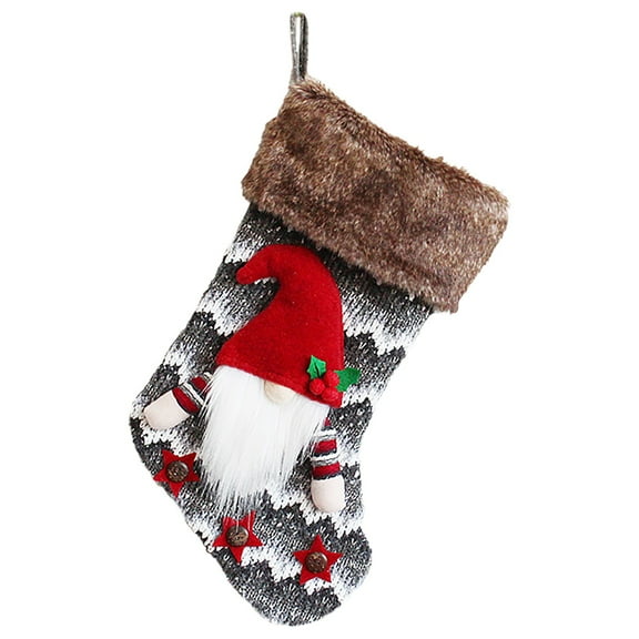 1 Pcs Christmas Gnome Stockings, Large Embroidered Xmas Stocking, Hanging Tree Decorations Gift Candy Bag Christmas Socks for Family Holiday Christmas Party Decorations 15.75 x 9.45"