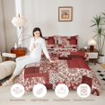 thumbnail image 3 of Homewish Red Bohemian Mandala Full Size Comforter Sets,Patchwork Geometric Bedding Comforter Set,Light Gray Reversible,3-Piece,1 Comforter and 2 Pillowcases, 3 of 7