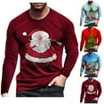 thumbnail image 3 of YanHoo Christmas Tshirt Men Christmas 3D Printed Long Sleeve T-shirts Beach Christmas Mens Tshirt Ugly Christmas Vacation Pullover Tee Xmas Santa, 3 of 3