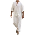 thumbnail image 1 of Mens Arab Muslim Long Robe Clothes Casual Middle East Islamic Thobe Kaftan Robes, 1 of 3