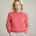 thumbnail image 2 of dGslk Women's Classic Crewneck Long Sleeve Pullover Sweater Soft Lightweight Knit Top for Everyday Comfort and Versatile Styling Hot Pink 2XL, 2 of 5