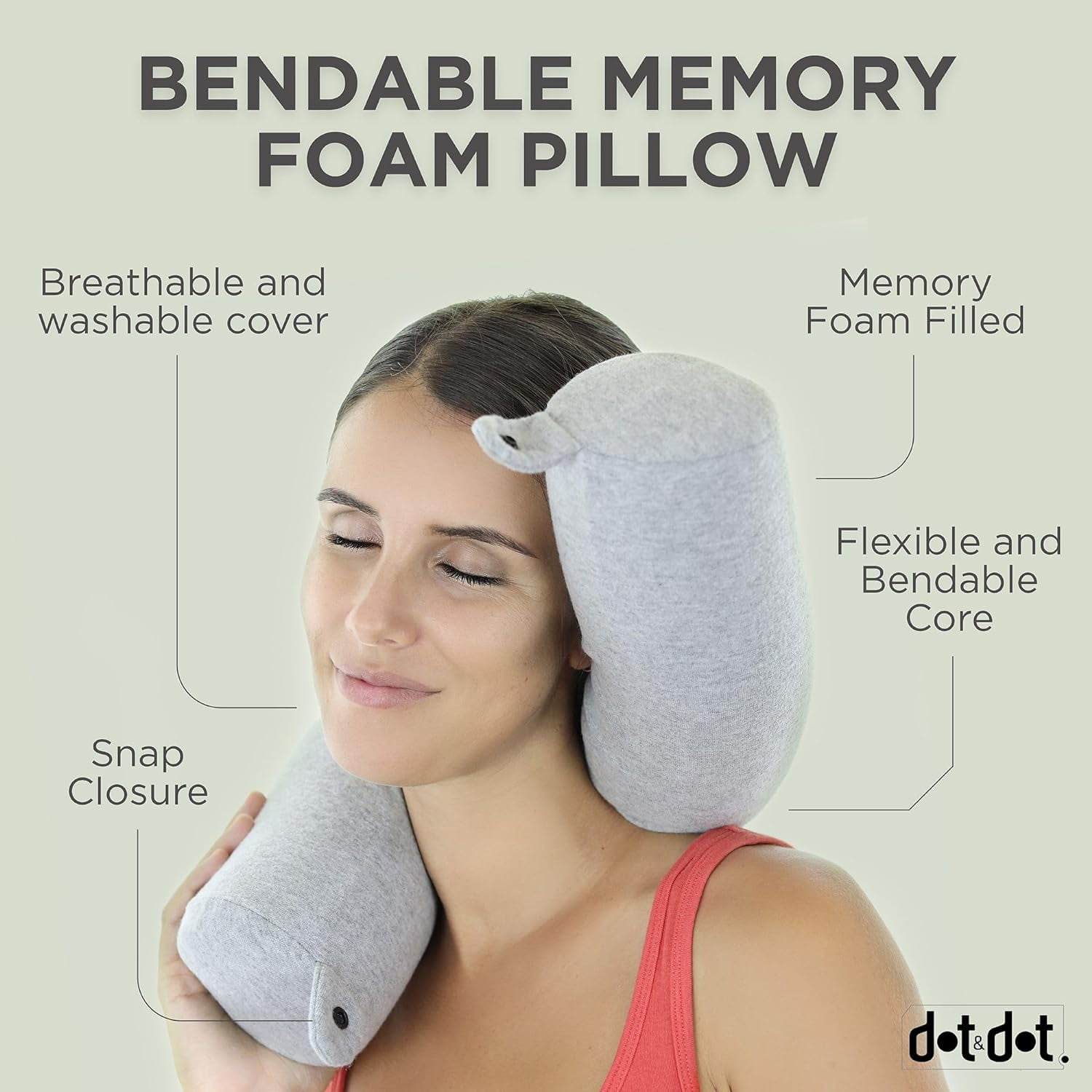 Dot&Dot Twist Memory Foam Travel Pillow for Neck, Chin, Lumbar and Leg  Support - Neck Pillows for Sleeping Travel Airplane for Side, Stomach and  Back Sleepers -…