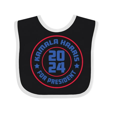 

Inktastic Kamala Harris for President 2024 Badge Red White and Blue Boys or Girls Baby Bib