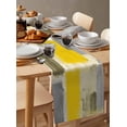 thumbnail image 6 of Yellow Grey Color Block Table Runner-36 Inch Long Abstract Oil Painting Art Table Runners Linen Burlap Tablerunner for Kitchen Dining Room Holiday Party, 6 of 9
